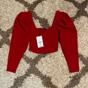*NEW W/TAG* Zara ruched shoulder cropped top